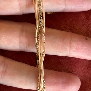 Massimo Dutti Gold and Tan Bracelet